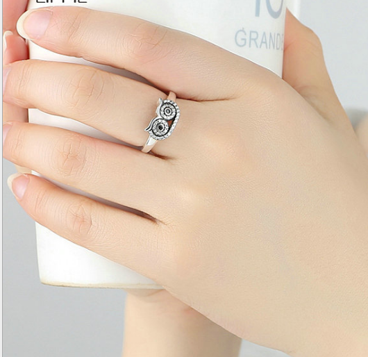 Owl Ring in 925 Sterling Silver Jewelry