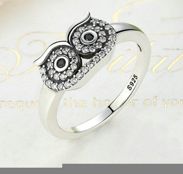 Owl Ring in 925 Sterling Silver Jewelry