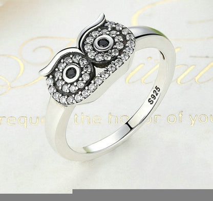 Owl Ring in 925 Sterling Silver Jewelry