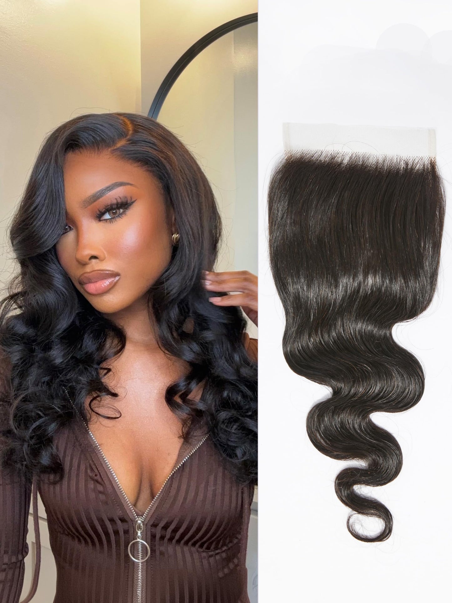 LUVME, 14in, 5x5 HD Body Wave Invisible Frontal Closure Lace 12A Brazilian Virgin Remy Human Hair