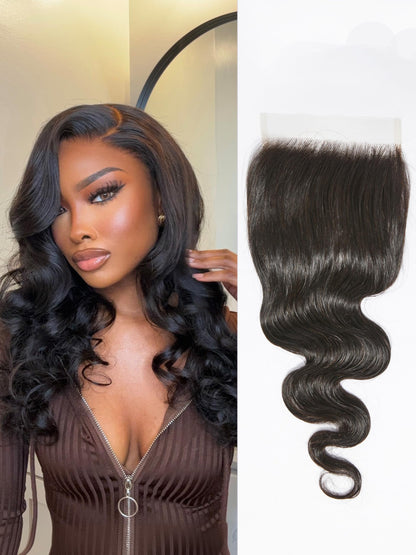 LUVME, 14in, 5x5 HD Body Wave Invisible Frontal Closure Lace 12A Brazilian Virgin Remy Human Hair