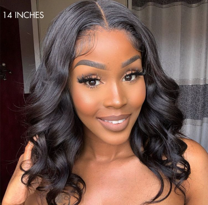 LUVME, 14in, 5x5 HD Body Wave Invisible Frontal Closure Lace 12A Brazilian Virgin Remy Human Hair